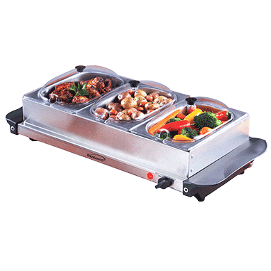 Brentwood BF-315 4.5 Quart 3 Pan Buffet Server and Warming Tray, Brushed Stainless Steel