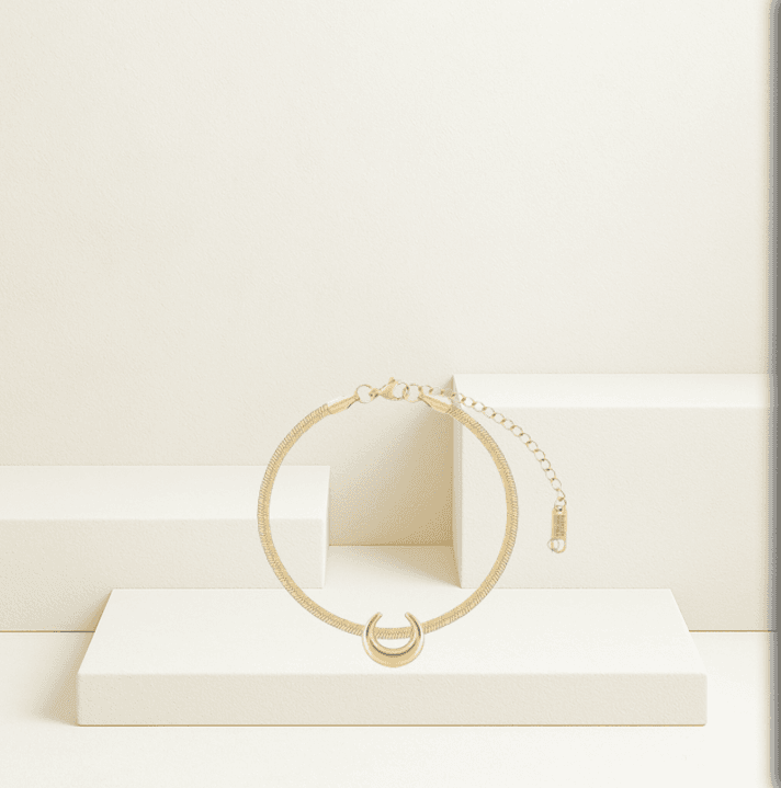 BMNY Mila Modern Sculptured Crescent Horn Herringbone Bracelet